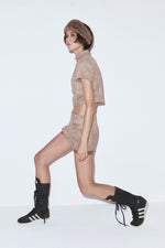 Suede form top