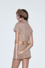 Suede form top