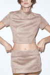 Suede form top