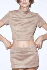 Suede form top