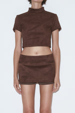 Suede form top