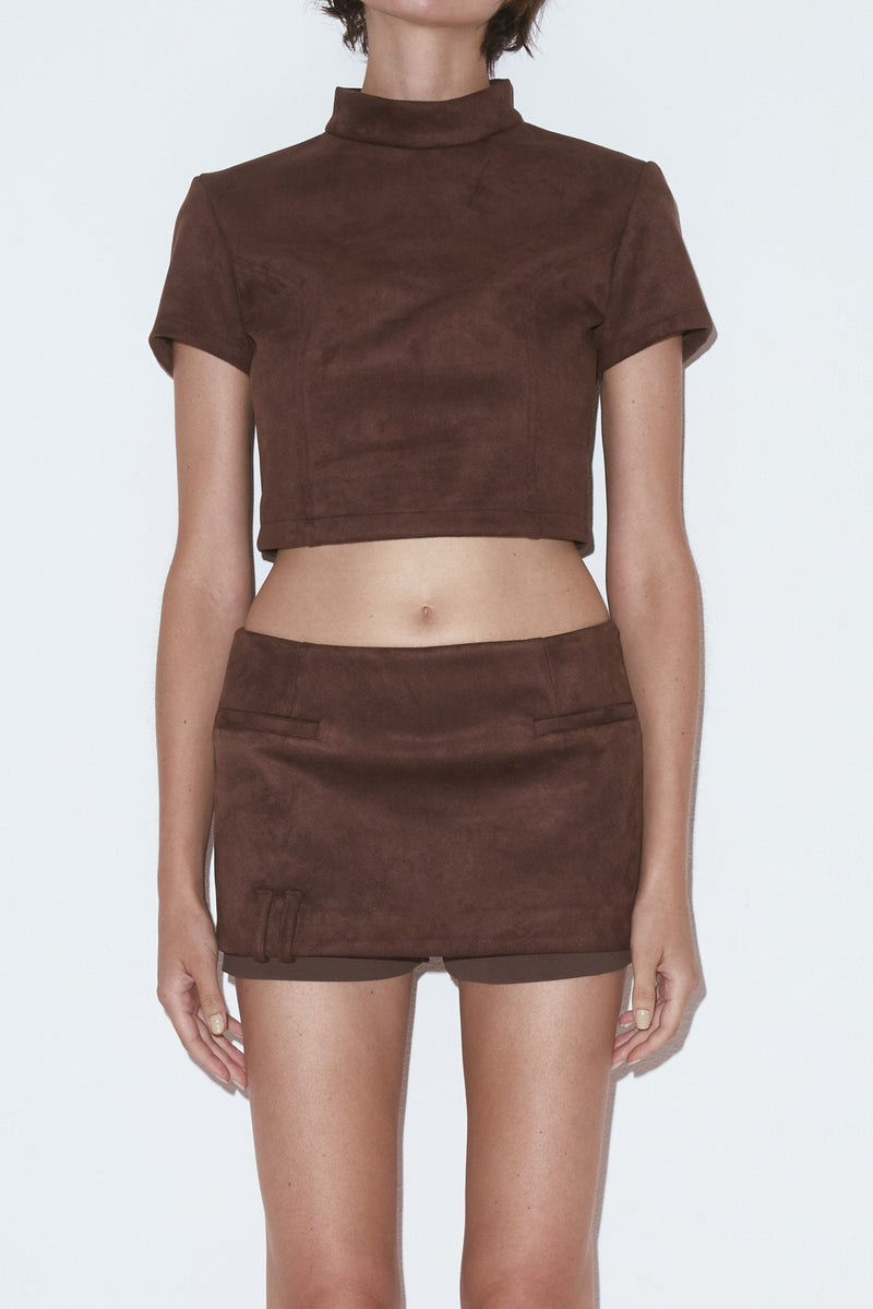 Suede form top