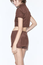 Suede form top