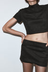 Suede form top