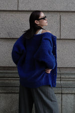 Poodle knit cardigan - Blue
