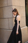 Holter neck ruffle dress - Black