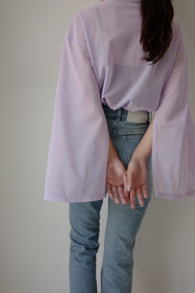 Slit sleeve sheer tops