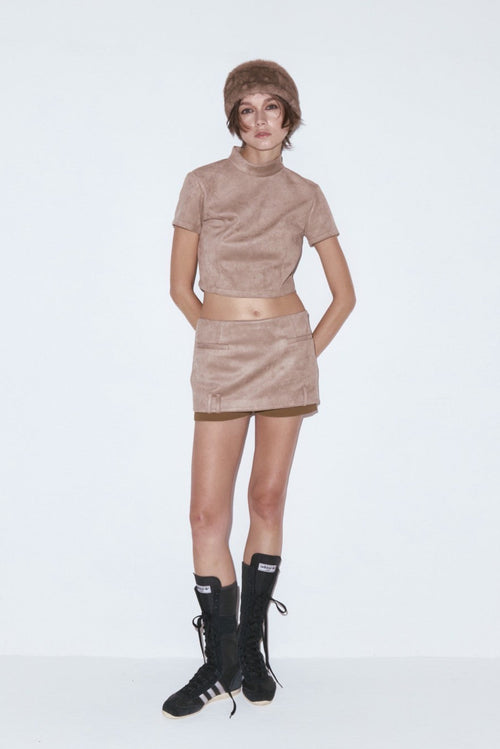 Suede form top