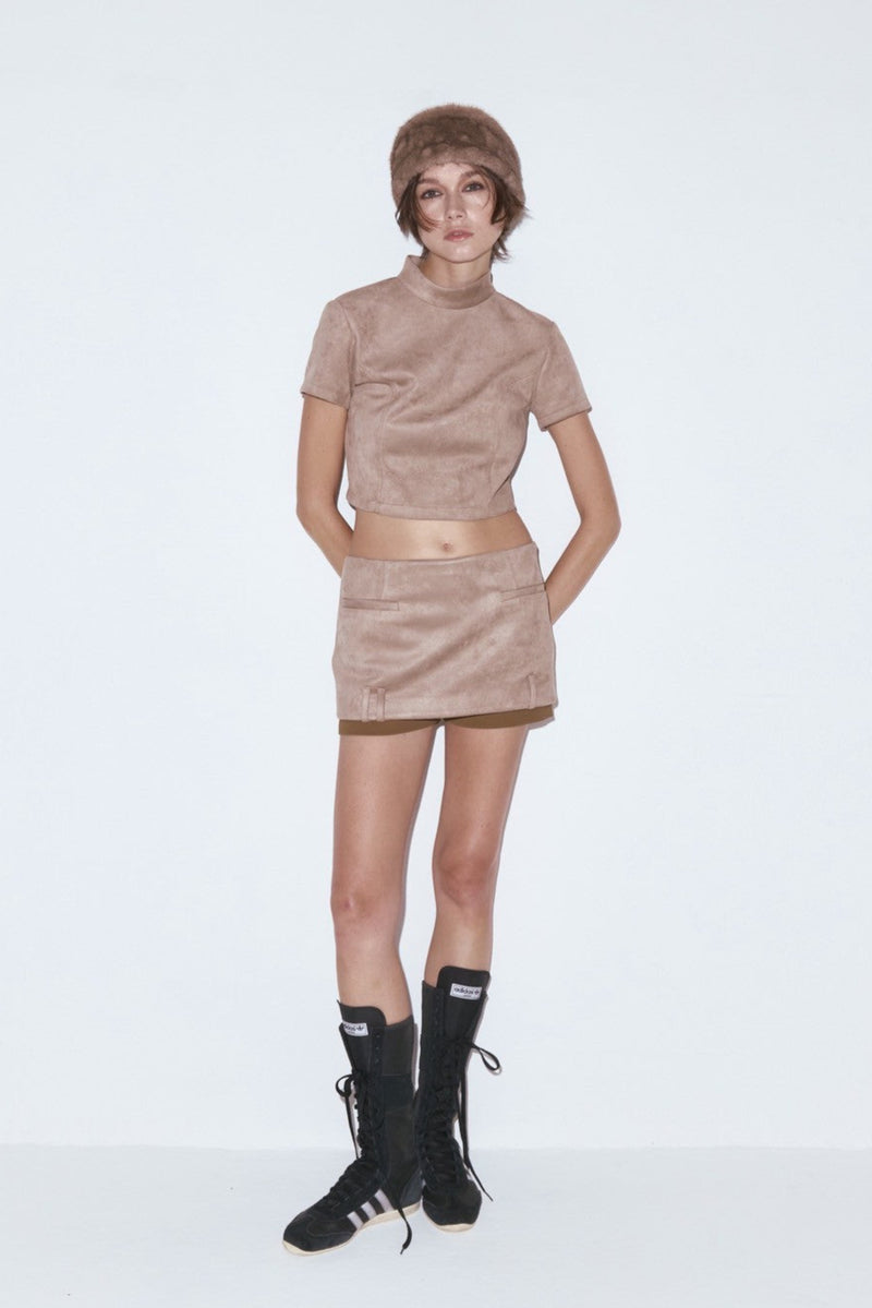 Suede form top