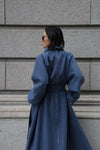 Raglan volume long coat - Blue