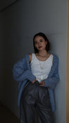 Round hand-knit cardigan - Blue