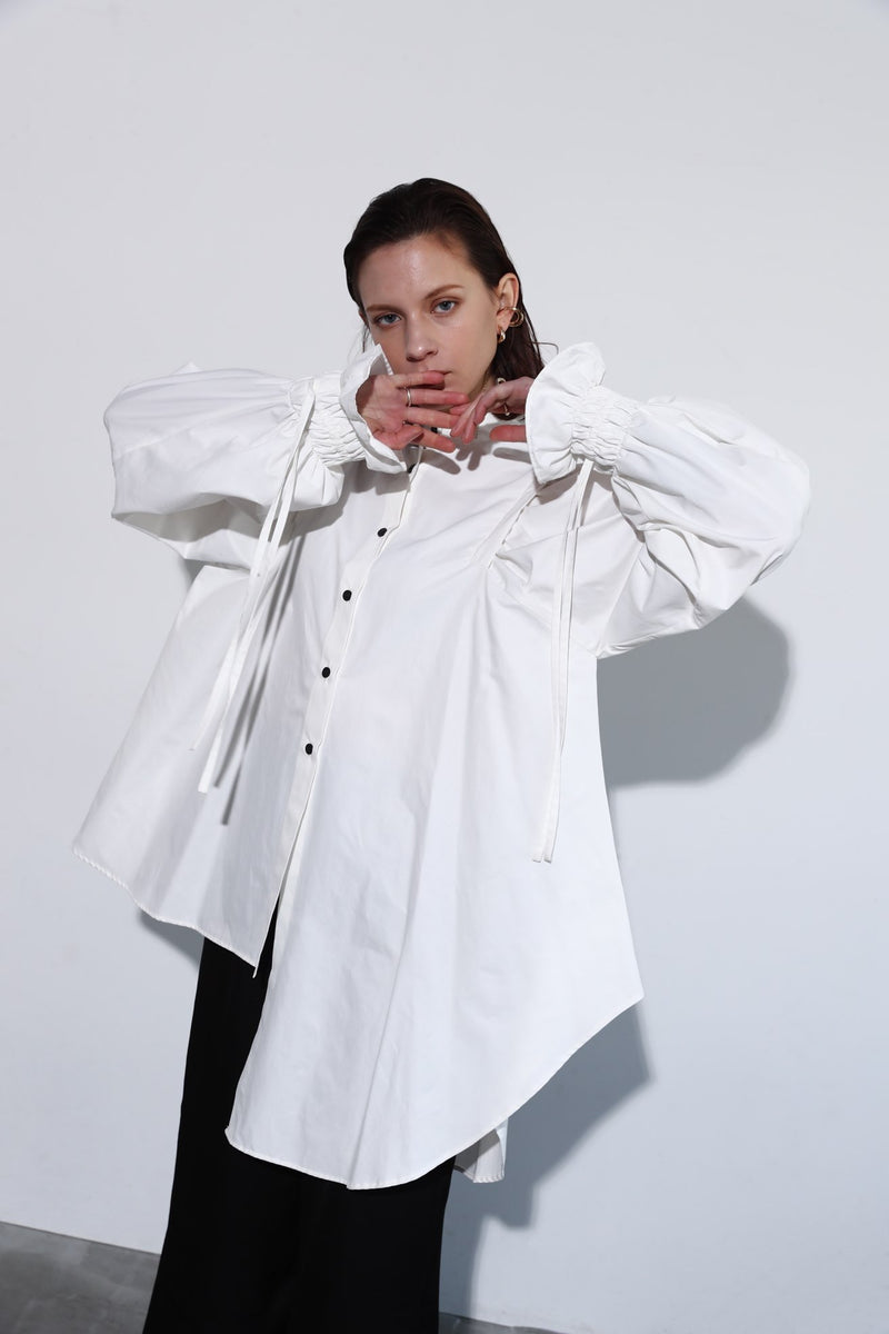 Plenty gather shirt tunic - white