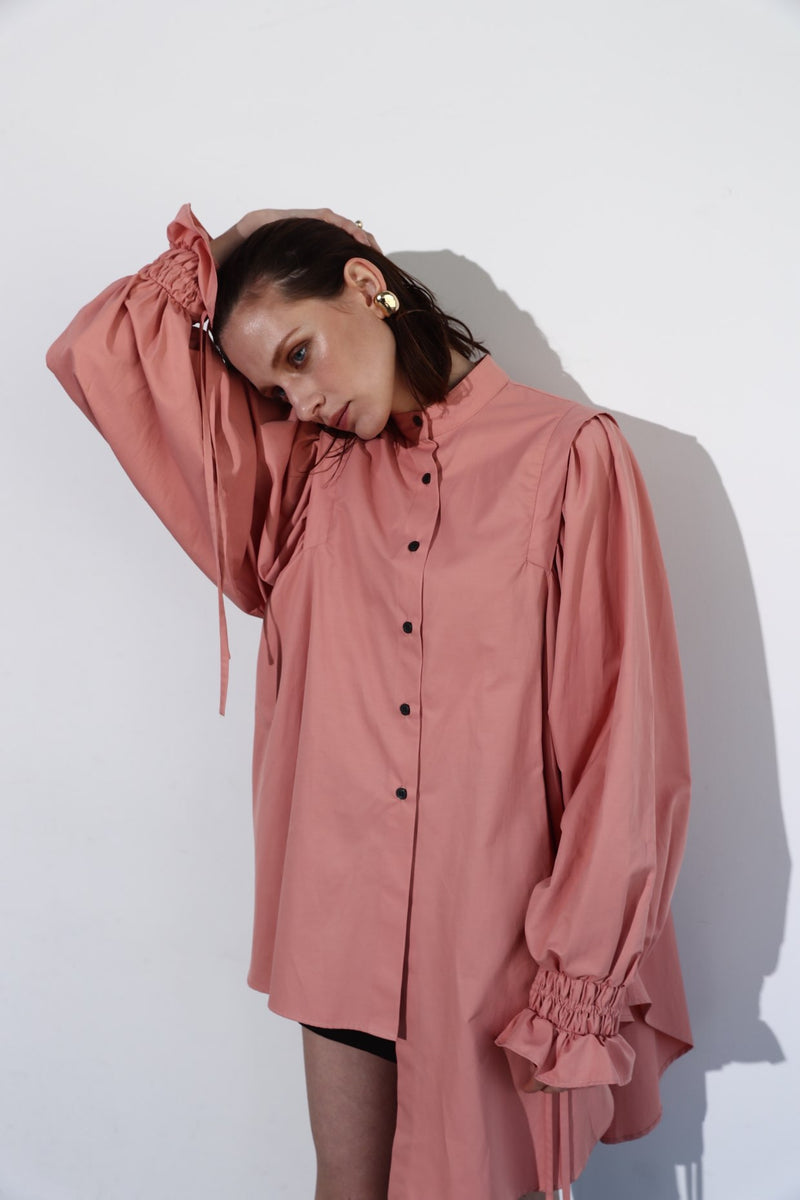 Plenty gather shirt tunic - pink