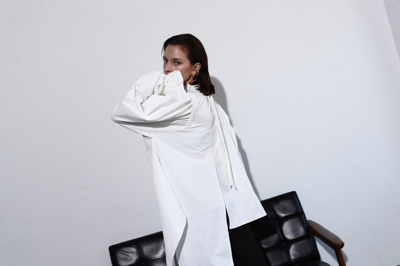 Plenty gather shirt tunic - white