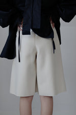 Knit melton half  pants - white