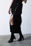 Bare zip gather skirt - black