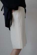 Knit melton half  pants - white