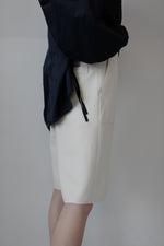 Knit melton half  pants - white