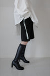 Knit melton half  pants - black