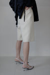 Knit melton half  pants - white