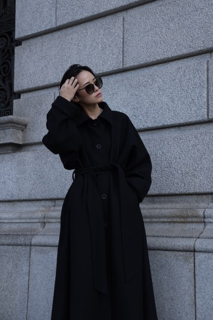 Raglan volume long coat - Black – ESIÓ official