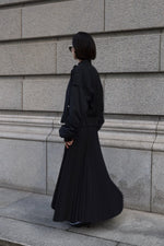 Hard pleats flare skirt - Black