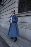 Raglan volume long coat - Blue