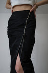 Bare zip gather skirt - black