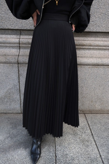Hard pleats flare skirt - Black