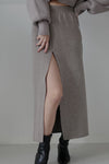 Bold slit knit skirt - Moca
