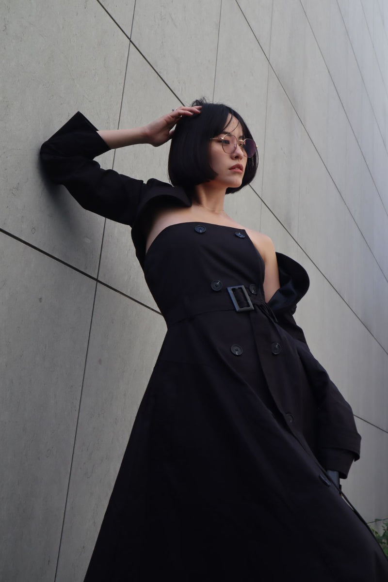 Bare maxi jacket dress - Black