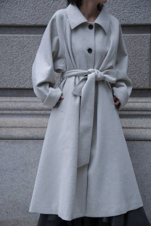 Raglan volume long coat - Light Gray