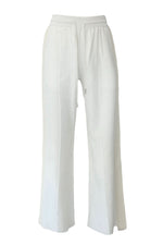 Rib line knit pants - white