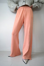 Rib line knit pants - pink