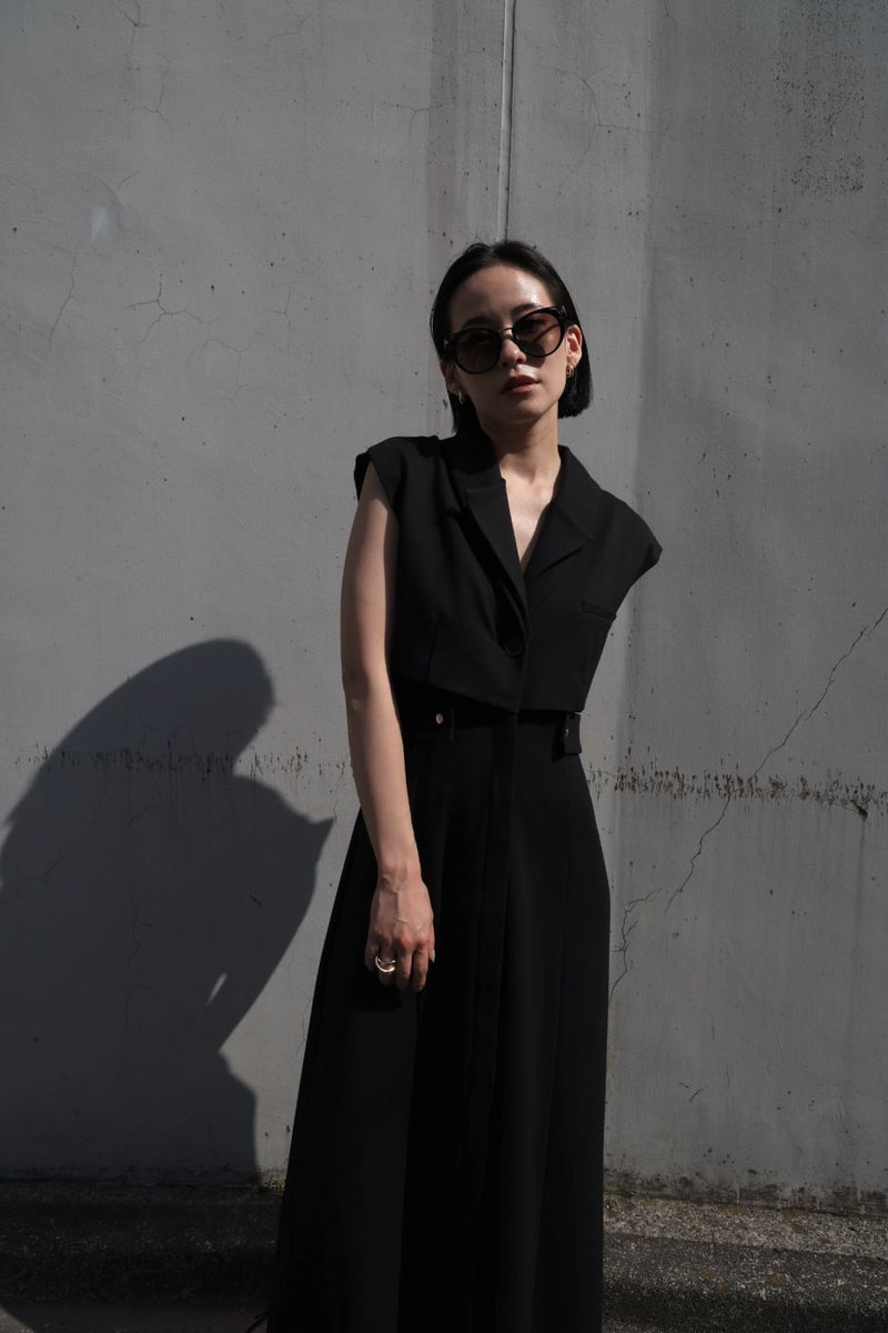 Layered silhouette onepiece - Black – ESIÓ official
