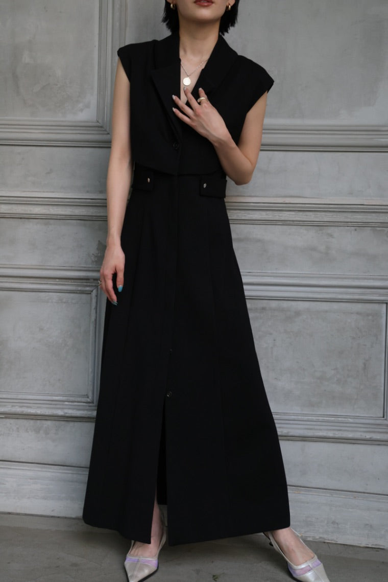 Layered silhouette onepiece - Black – ESIÓ official