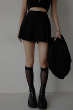 Tuck flare short pants - Black