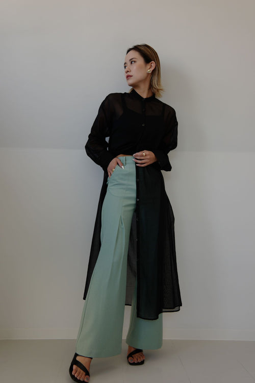 Voile sheer long shirt - Black