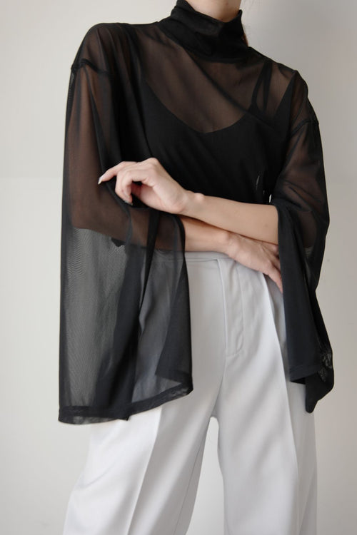 Slit sleeve sheer tops