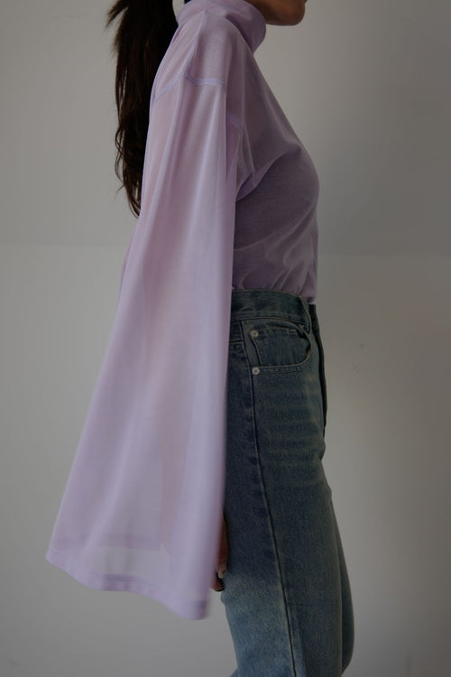 Slit sleeve sheer tops - Purple
