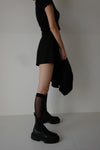 Tuck flare short pants - Black