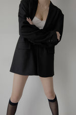 Tuck flare short pants - Black