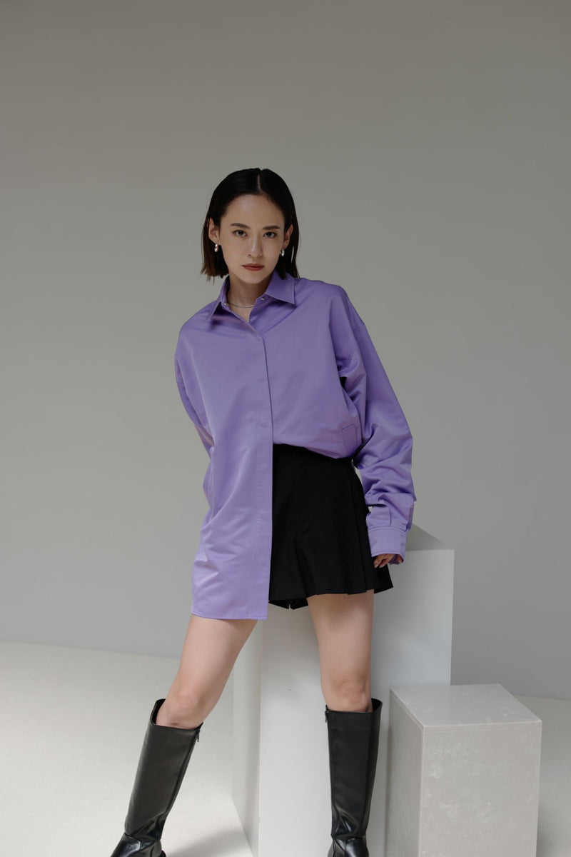 Over nylon shirt jacket -  Purple