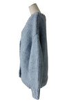 Round hand-knit cardigan - Blue
