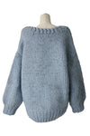 Round hand-knit cardigan - Blue