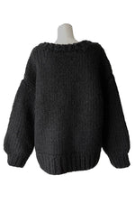 Round hand-knit cardigan - Black