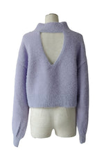 Back open shaggy knit - Purple