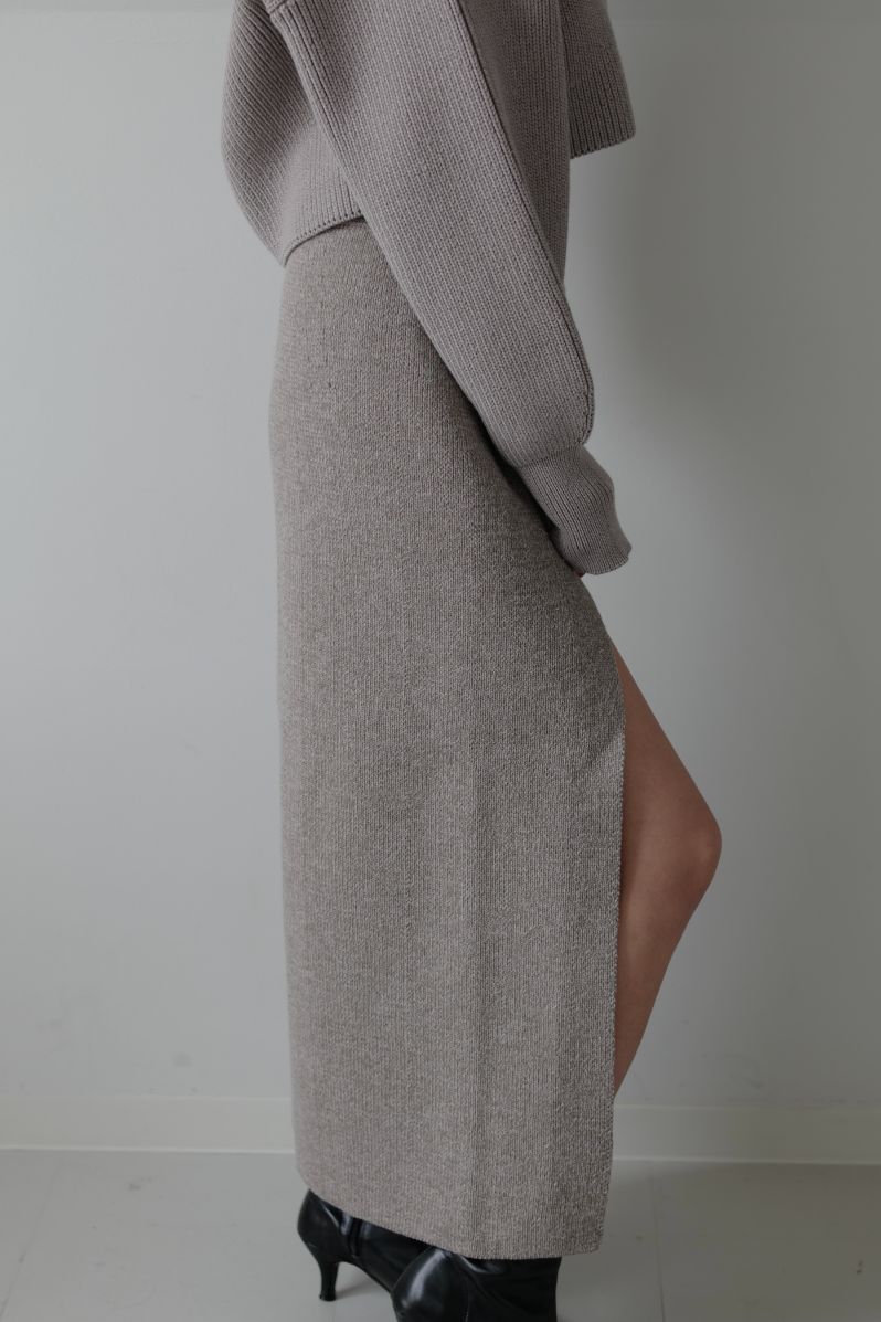 Bold slit knit skirt - Moca