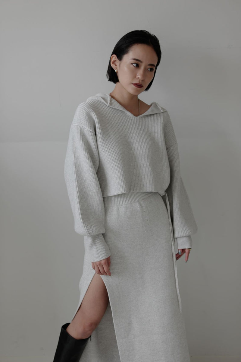 Bold slit knit skirt - Light Gray