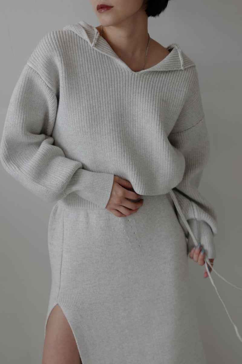Oneside gather knit foodie - Light Gray